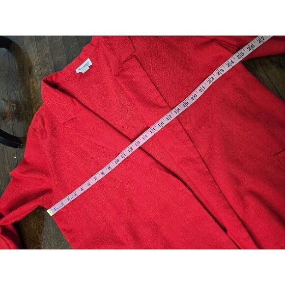 Vintage 80s 90s Cherry Red Lightweight Oversized Blazer Open Front - Picture 9 of 13